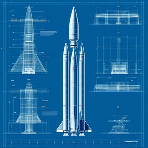 blue illustration rocket shown