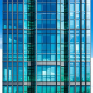 Urban Graphic Design: Glass office tower with artistic facade