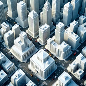 Urban Geometric Design: Aerial View Of City Blocks With Model City