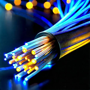 Close-up Of Fiber Optic Cables With Close-up Bunch