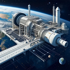 futuristic drawing space station large