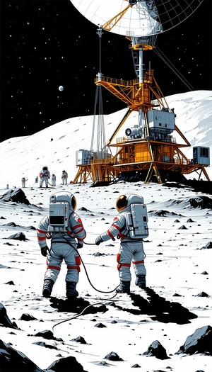 In The Image, There Are Two Astronauts Standing On The Moon, Wearing Their Space Suits
