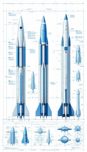 A Blue And White Rocket Is Shown In A Diagram, With Its Various Parts Labeled