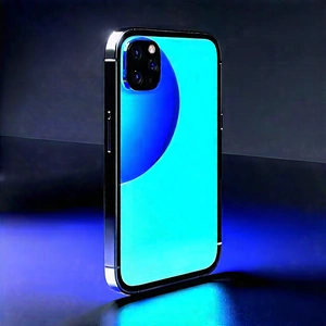 Tech Graphic Design: Smartphone With Holographic Display With Blue Iphone