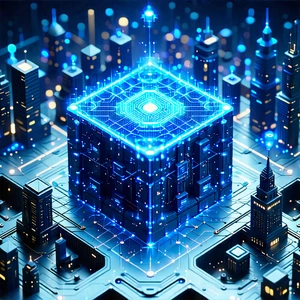 Tech Isometric Design: Blockchain network visualization