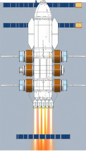 A Rocket Engine With A Long Orange And White Exhaust