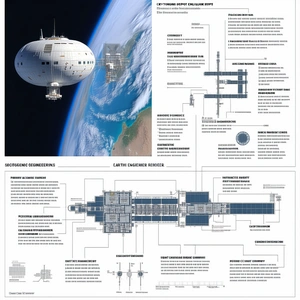 A Large Spacecraft Is Shown In A Diagram, With Various Parts Labeled