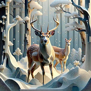 Nature Geometric Design: Deer in natural habitat