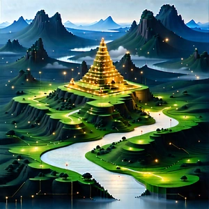 Artificial Intelligence Visualization With Painting Mountainous