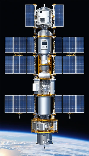 A Large Spacecraft Is Shown In A Black And White Photo