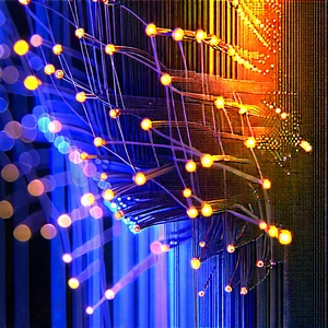 Close-up of fiber optic cables