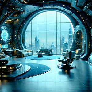 Futuristic Tech Startup Office With Futuristic Room,