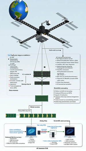 The Image Is A Diagram Showing The Different Components Of A Satellite