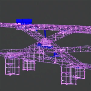 The Image Is A 3d Model Of A Large Structure, Possibly A Bridge Or A Building