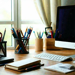 Lifestyle Tilt-Shift Photography: Home office with comfortable textiles