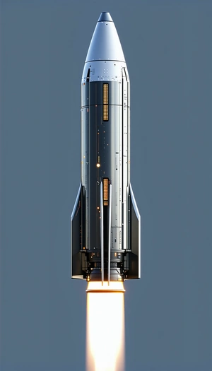 A Rocket Is Shown In A Close-up View, With Its Engine And Tail Visible