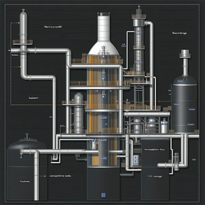 The Image Is A Detailed Drawing Of A Large Industrial Plant, Likely A Refinery Or A Chemical Plant