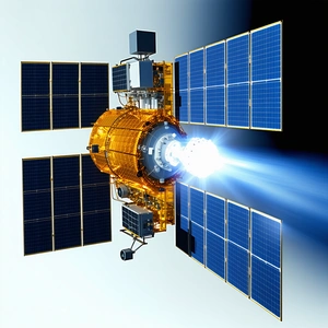 A Spacecraft With A Large, Round, And Yellow-colored Dome On Top