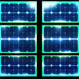 Solar panel with blue light glow