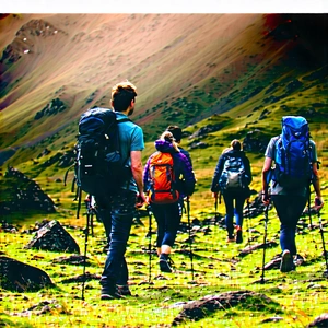 Lifestyle Product Photography: Hiking group with community group
