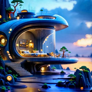 (futuristic:1.12) Smart Home With Image, There