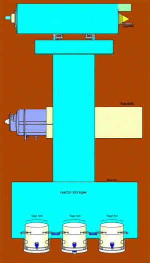 A Large Blue And Yellow Reactor Storage Unit, Which Is A Part Of A Nuclear Power Plant