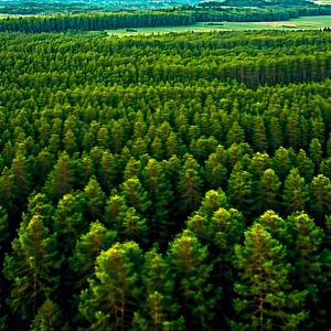 Nature Tilt-shift Photography: Aerial View Of Forest Canopy With Large Forest