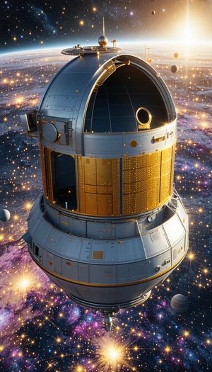 A Large, Futuristic Spacecraft With A Dome-shaped Structure