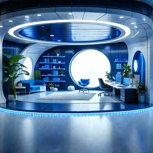 Tech Low Poly: Futuristic Tech Startup Office With Image, There