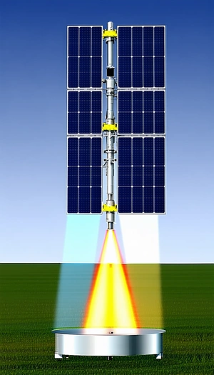 A Solar Panel With A Beam Of Light Coming Out Of It