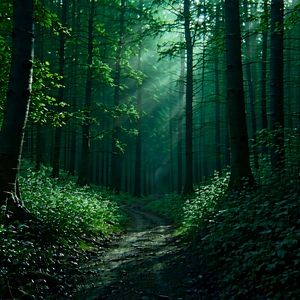 Nature Matte Painting: Path through dense (forest:1.36)