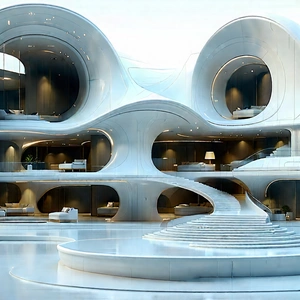 Futuristic Smart Home With Large, Modern
