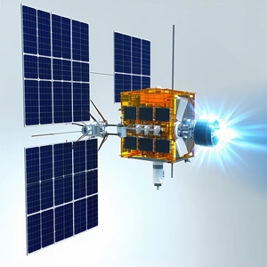 A Solar Powered Spacecraft Is Shown In A White Background