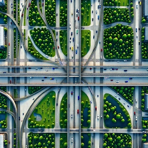 Urban Macro Photography: Aerial view of transportation hub