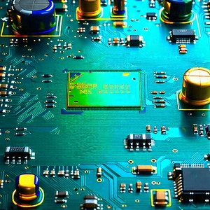 Circuit Board With Holographic Projection With Close-up Computer