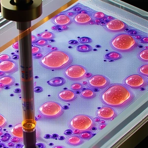 A Purple And Pink Liquid In A Container, With A Yellow Straw Sticking Out Of It