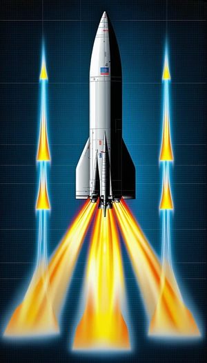 A Space Shuttle With Its Booster Rockets Attached, Flying Through The Sky