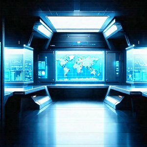 Futuristic Research Laboratory With Image, There