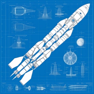 A Blue Diagram Shows A Rocket With Two Engines