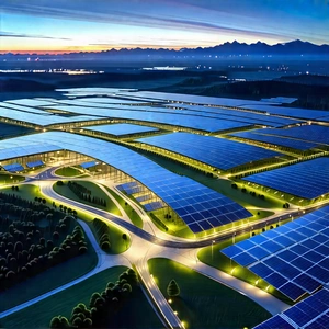 Innovative Renewable Energy Design With Nighttime View