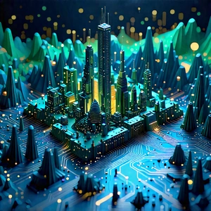 Big Data Visualization With Futuristic Cityscape