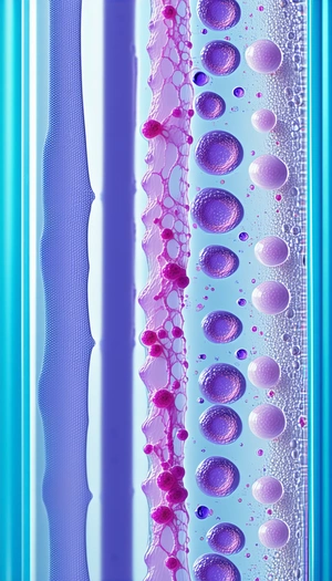 A Purple And Blue Tube With A Series Of Purple And Pink Bubbles Inside