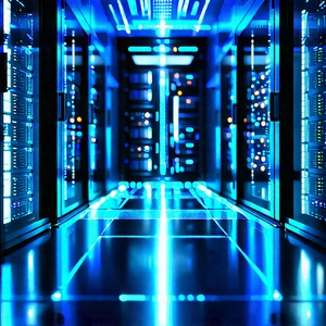 Futuristic Server Room With Blue Light