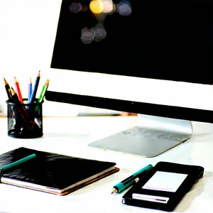 Business Abstract Design: Workplace with productivity tools on desk