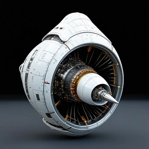 A Large White Jet Engine Is Prominently Displayed In The Image