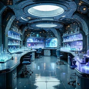 (futuristic:1.16) Research Laboratory With Futuristic Laboratory