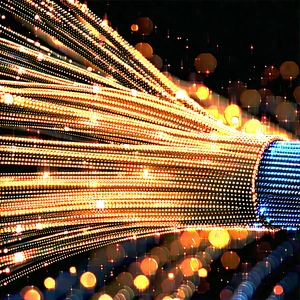 Close-up Of Fiber Optic Cables With Close-up Brightly