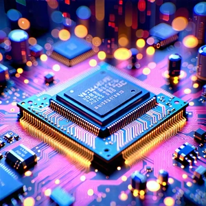 Tech Abstract Design: Close-up of microprocessor