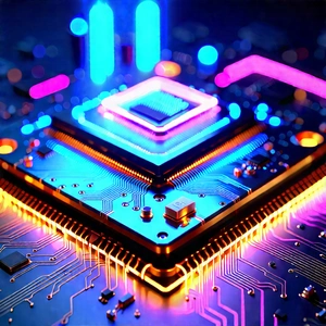 Microchip with neon accents