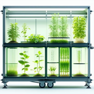 A Large Display Case Filled With Various Plants